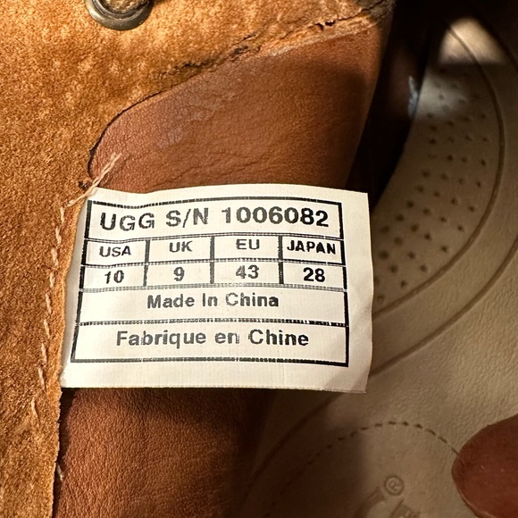 UGG suede brown leather chukka boot short lace up sheepskin shearling winter tan - Picture 3 of 11